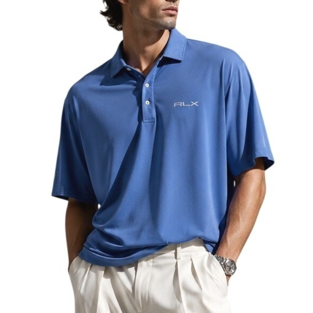 RLX Ralph Lauren Mens Blue Wicking Performance Golf Polo Shirt XXL Short Sleeve